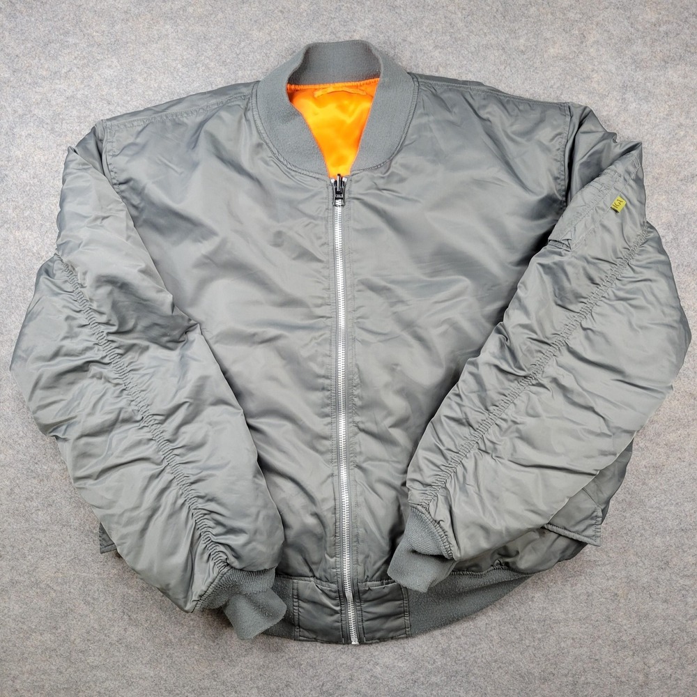 Knox Armory Jacket Mens XL Green Nylon MA-1 Bomber Full‎ Zip Lined Insulated